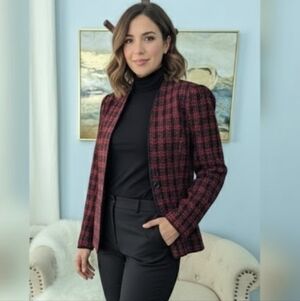 Perceptions Petite Women’s Red/Black open front Blazer Size 8P